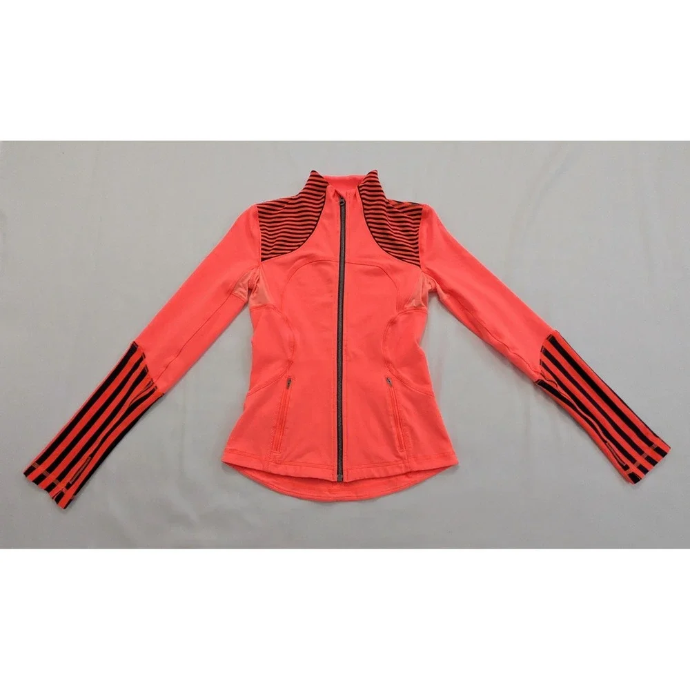 Lululemon Forme Jacket Classic Stripe Light Flare Inkwell Orange Black Women's 4